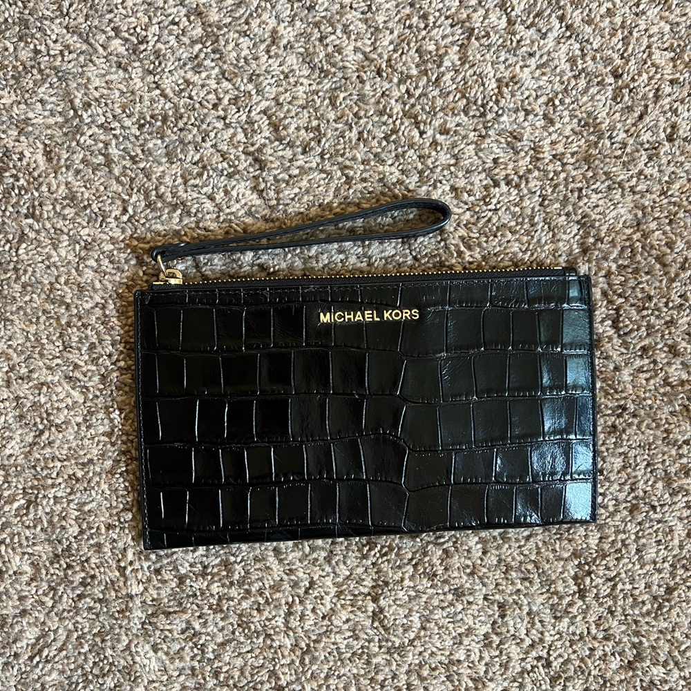Black Michael Kors Leather Wristlet